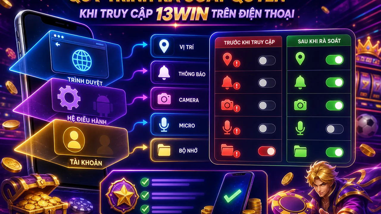 Giảm quyền không cần thiết trên điện thoại: cách kiểm tra và thu hồi quyền truy cập 13win